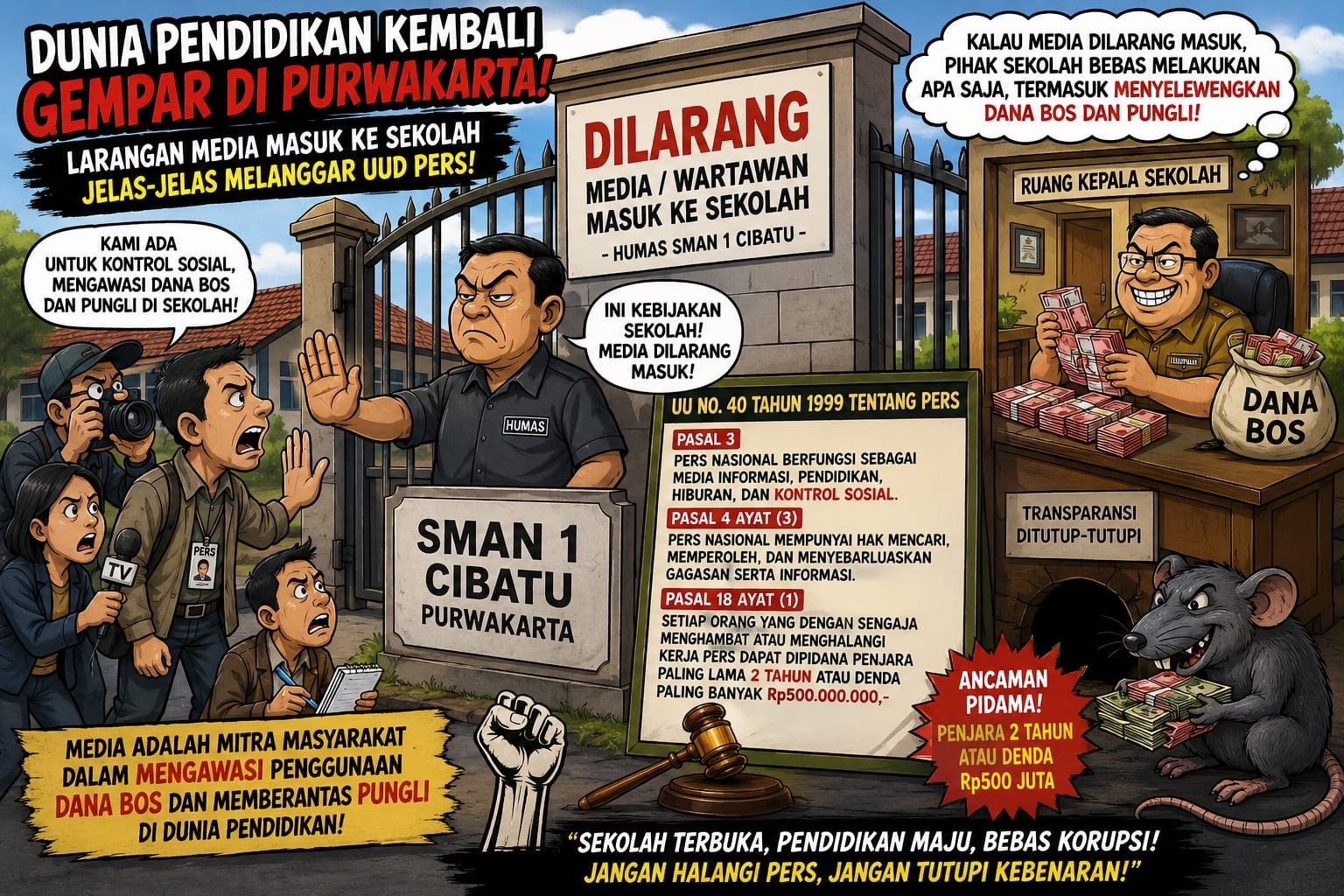 Dunia Pendidikan Kembali Gempar, Muncul Tulisan Larangan Media Masuk di SMAN 1 Cibatu Purwakarta