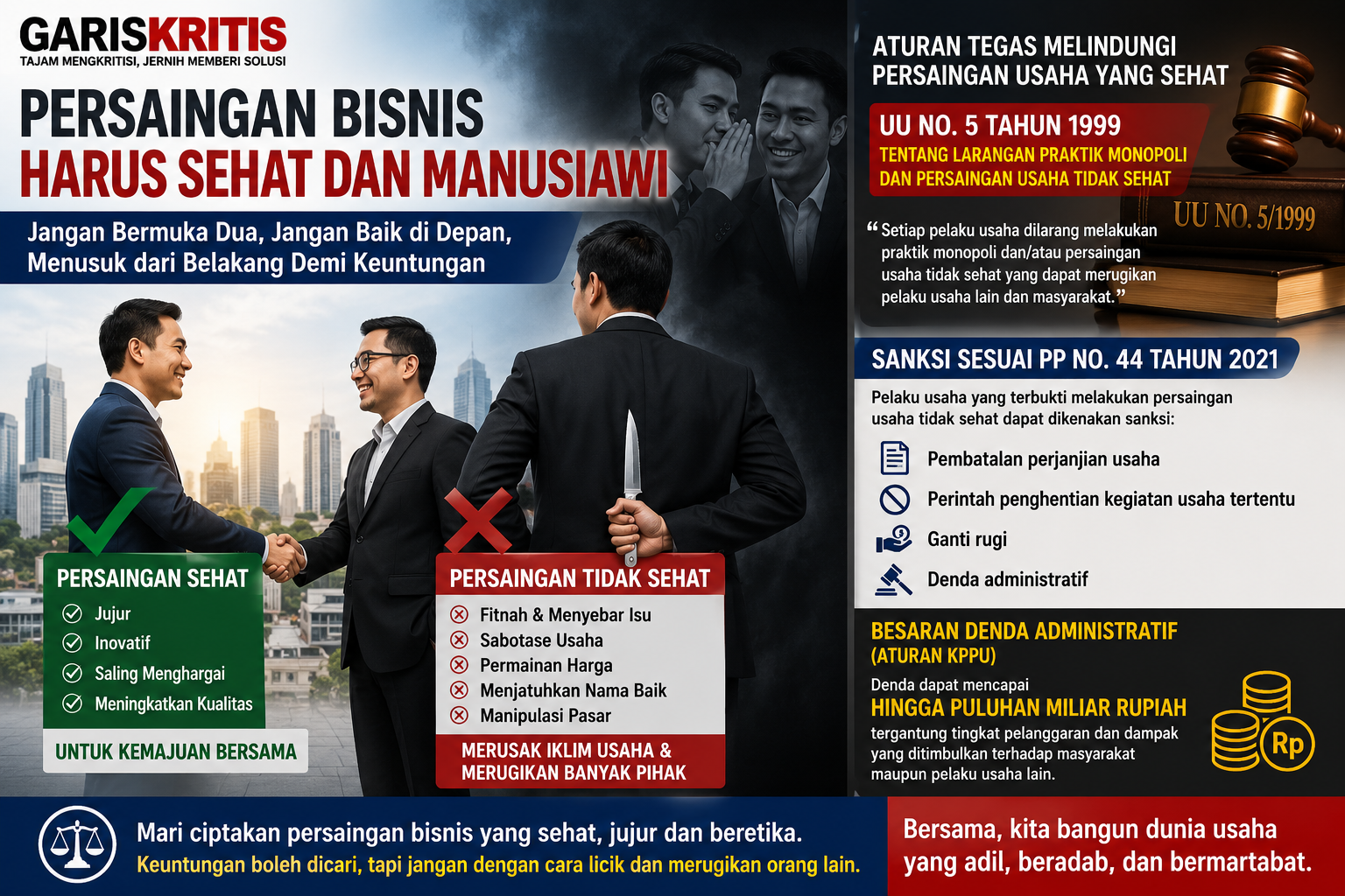 Persaingan Bisnis Harus Sehat dan Manusiawi, Jangan Bermuka Dua Demi Keuntungan