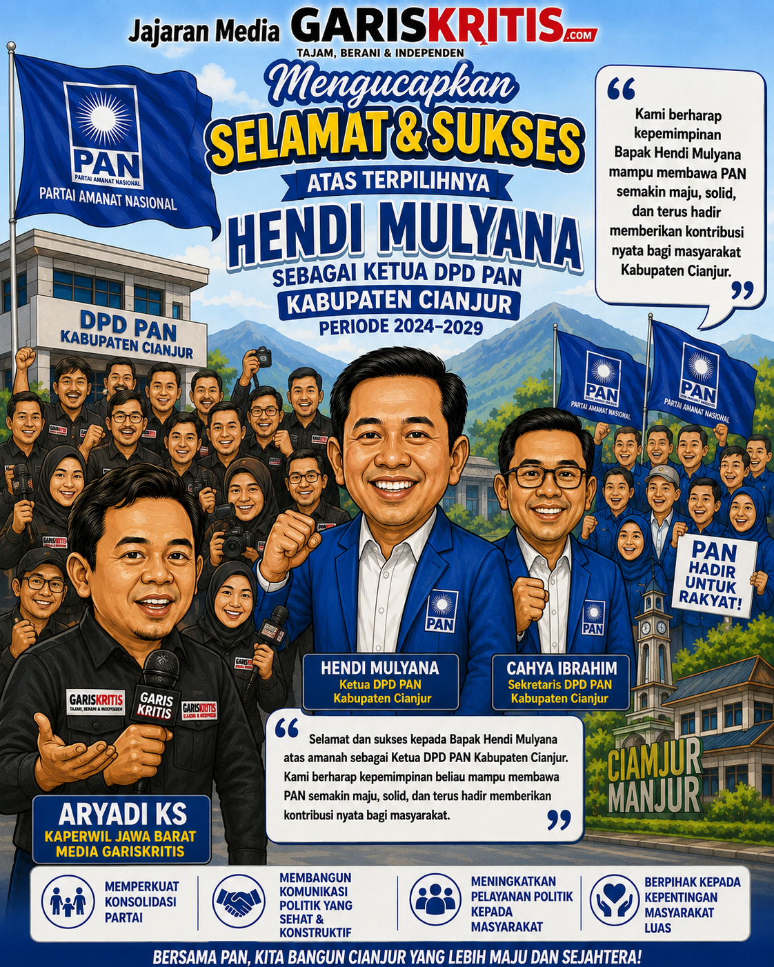 Jajaran Media Gariskritis Ucapkan Selamat Atas Terpilihnya Hendi Mulyana Sebagai Ketua DPD PAN Kabupaten Cianjur