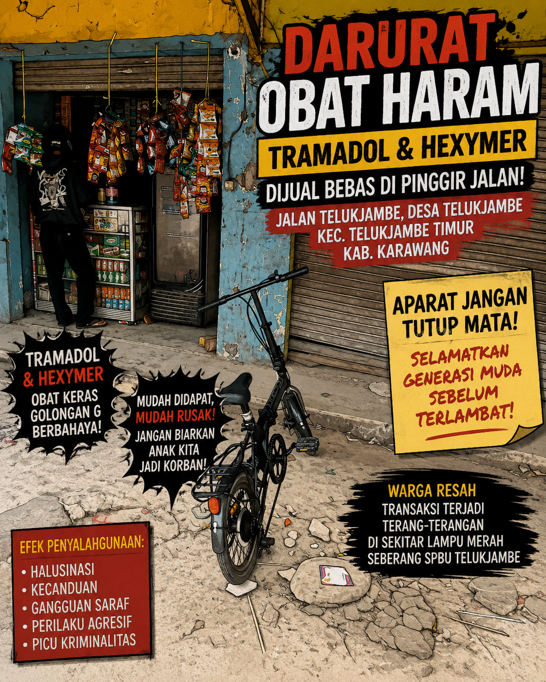 Darurat Obat Keras di Telukjambe Karawang, Warga Minta APH Bertindak Tegas