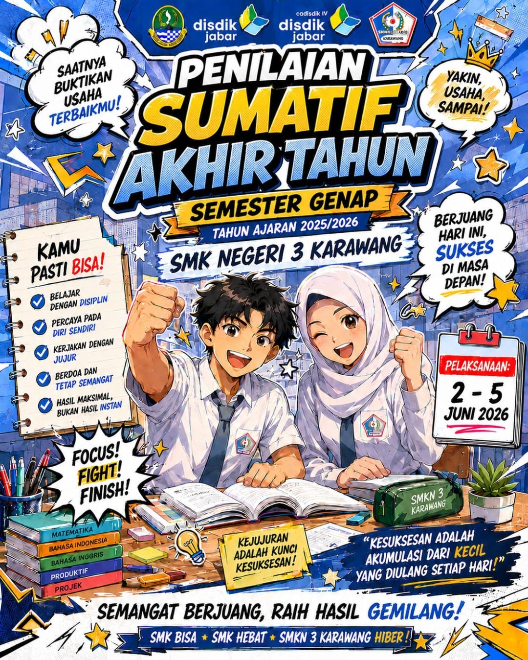 SMKN 3 Karawang Gelar Penilaian Sumatif Akhir Tahun Semester Genap 2025/2026, Siswa Didorong Raih Prestasi dengan Jujur dan Disiplin