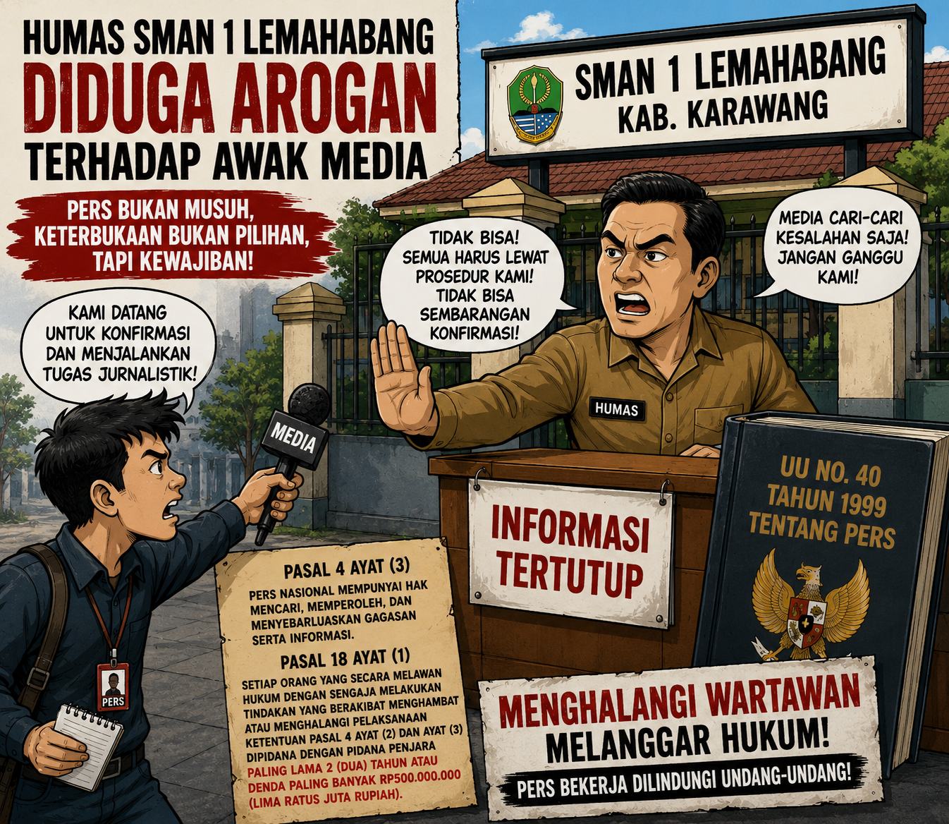 Diduga Oknum Humas SMAN 1 Lemahabang Menghalangi Tugas Media, Sikap Tidak Profesional Tuai Sorotan