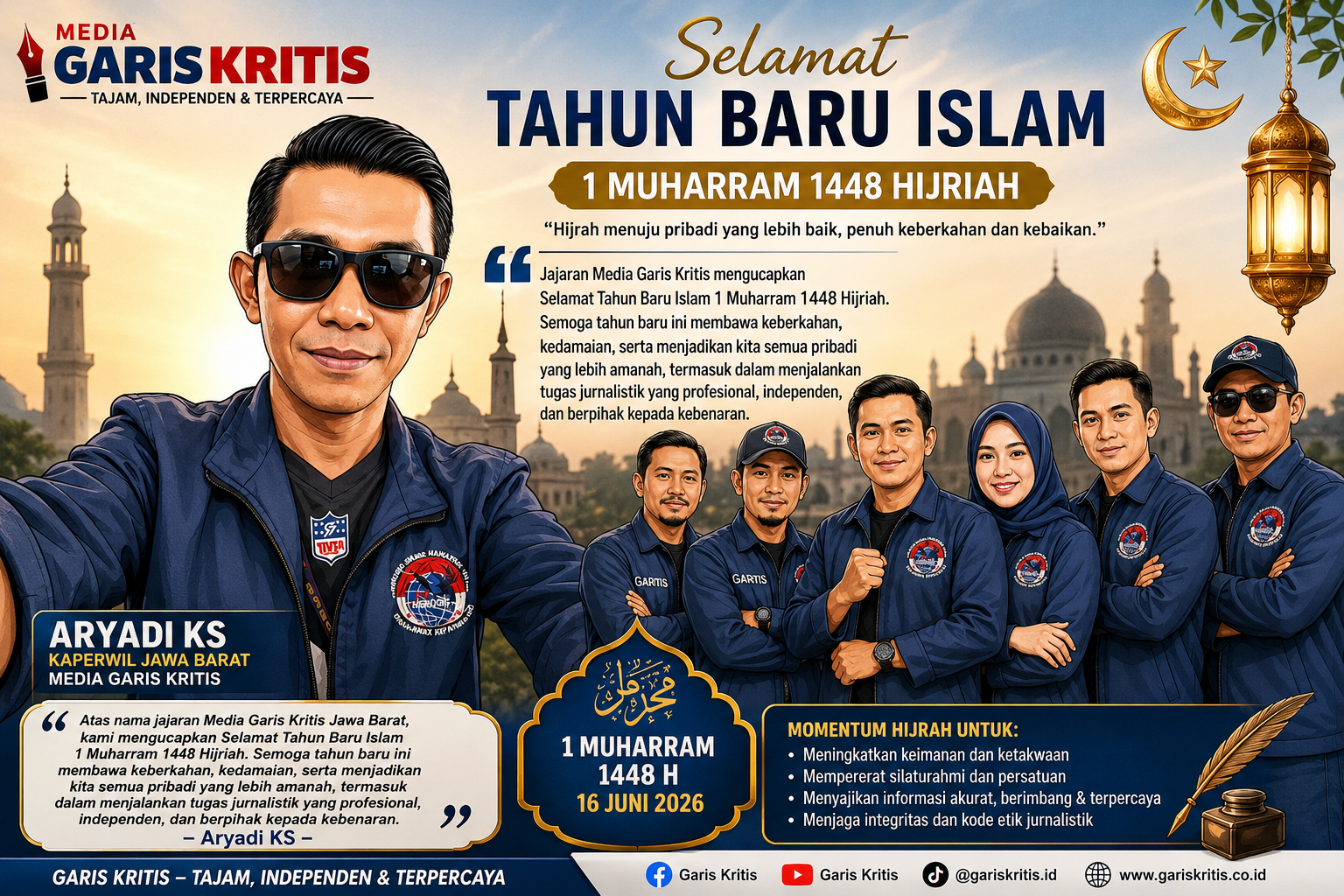 Jajaran Media Garis Kritis Ucapkan Selamat Tahun Baru Islam 1 Muharram 1448 Hijriah, Momentum Hijrah Menuju Kebaikan