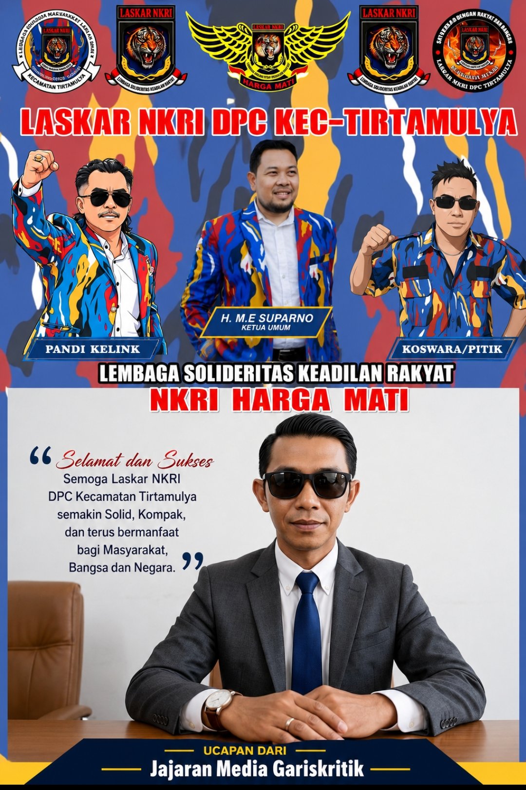 Jajaran Media Gariskritis Ucapkan Selamat kepada Laskar NKRI DPC Kecamatan Tirtamulya
