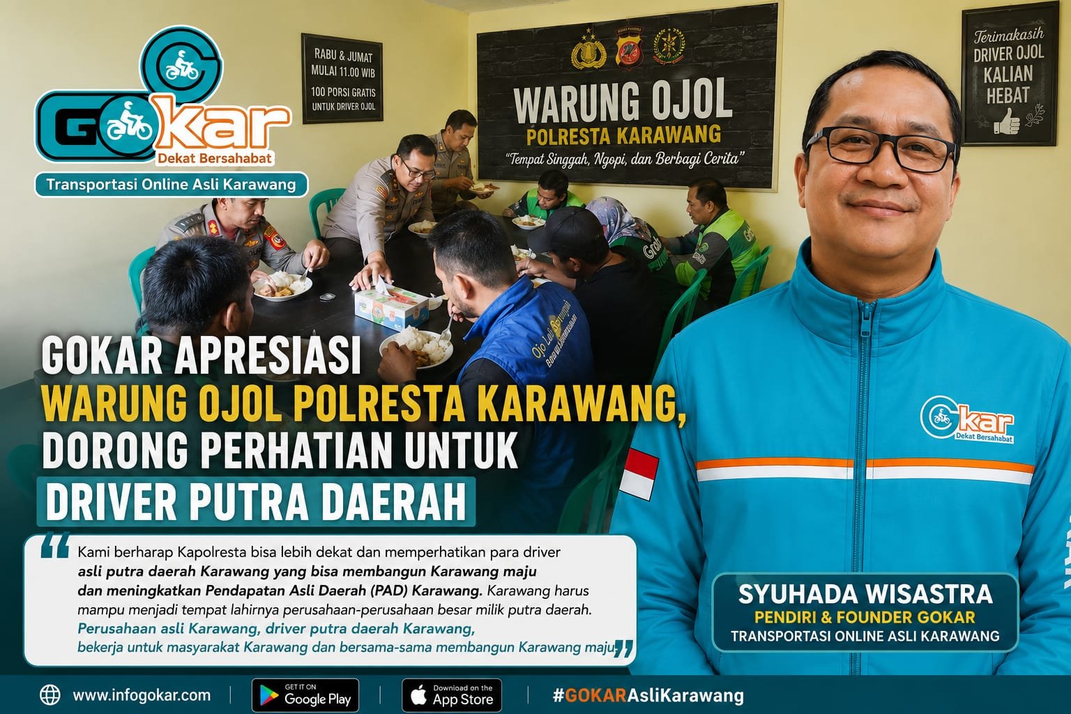 GOKAR Apresiasi Warung Ojol Polresta Karawang, Dorong Perhatian Lebih Besar untuk Driver Putra Daerah