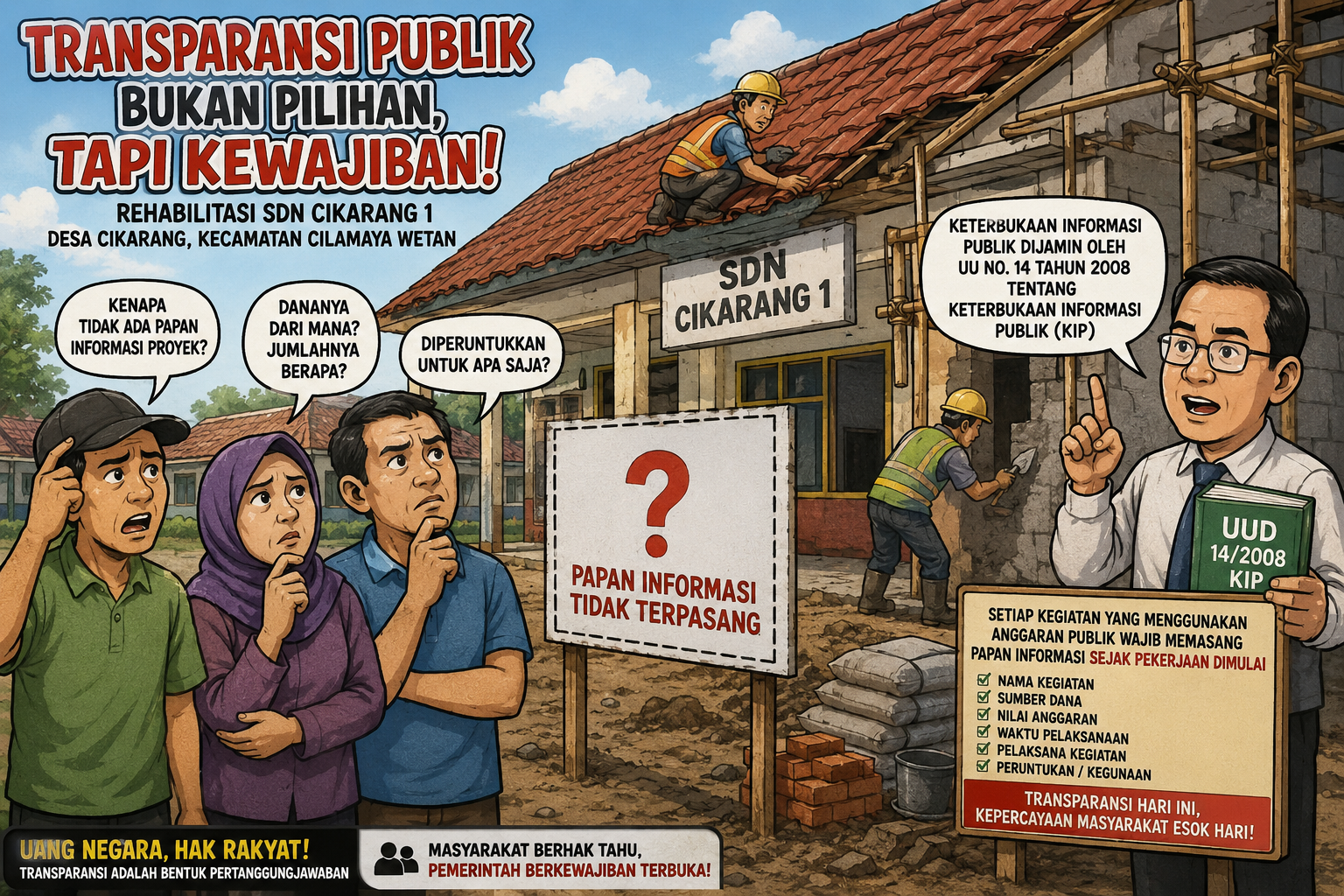 Proyek Pembangunan SDN 1 Cikarang Diduga Tak Transparan, Papan Informasi Belum Terpasang