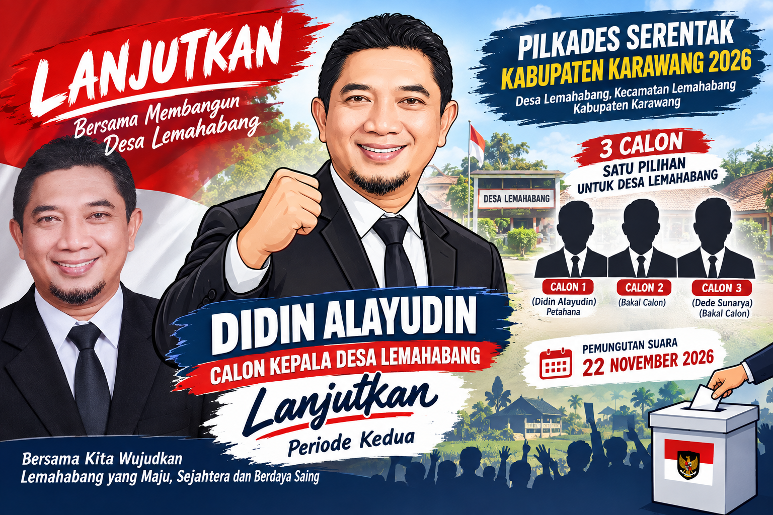 Petahana Kembali Maju, Didin Alayudin Usung Tagline “Lanjutkan” di Pilkades Lemahabang