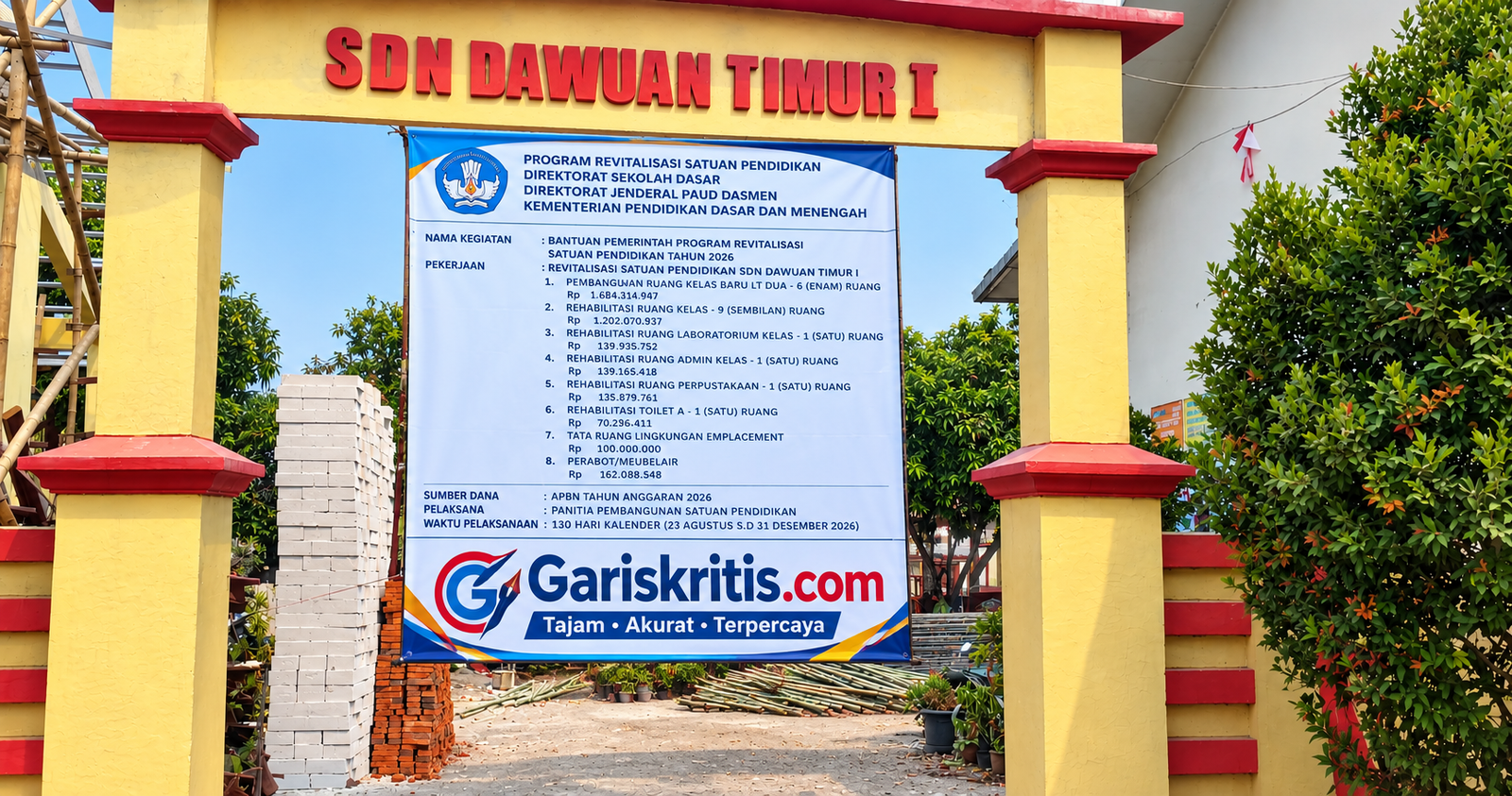 Proyek Rehabilitasi Bernilai Miliaran Disorot, APD Pekerja dan Kesesuaian Material Dipertanyakan