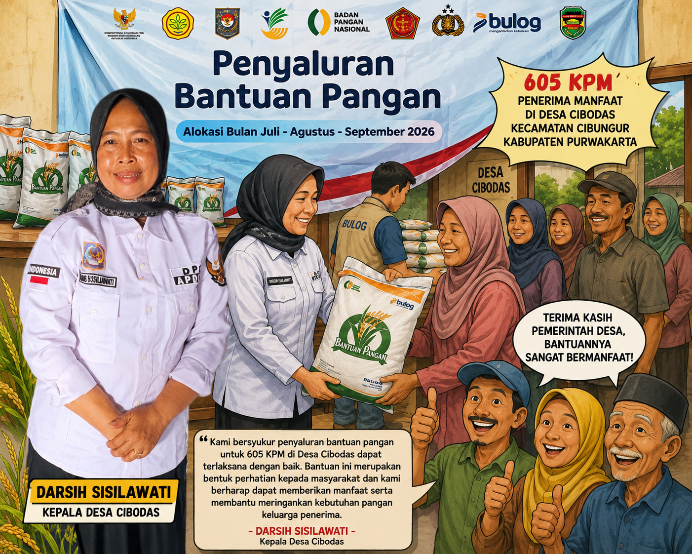 Penyaluran Bantuan Pangan di Desa Cibodas, 603 KPM Terima Bantuan untuk Tiga Bulan