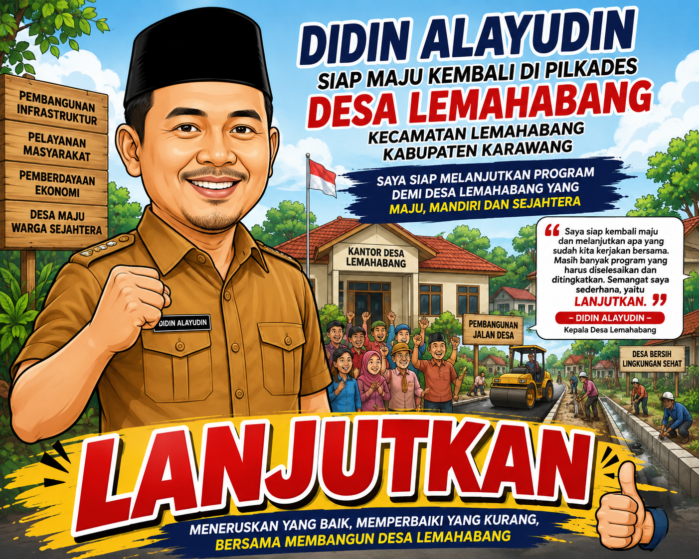Didin Alayudin Siap Maju Kembali di Pilkades Lemahabang, Usung Slogan “Lanjutkan”